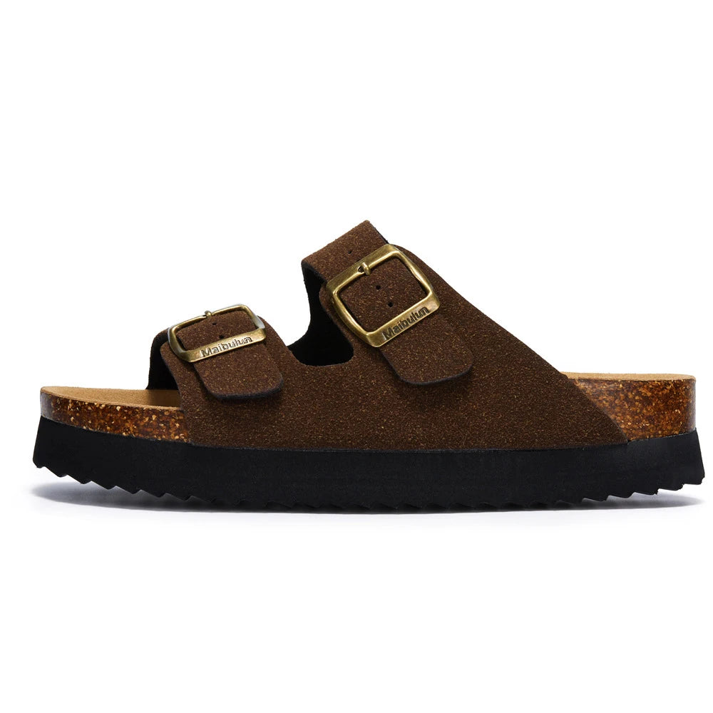 Slippers Woman Double Buckle Casual 4cm Thick Bottom Classic Brand Women Slippers