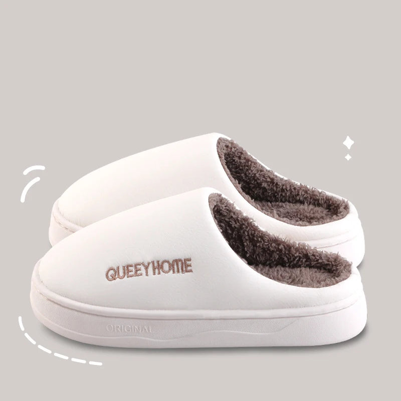 Waterproof cotton slippers for men anti slip for winter suitable for home use thick soled cotton slippers for women
