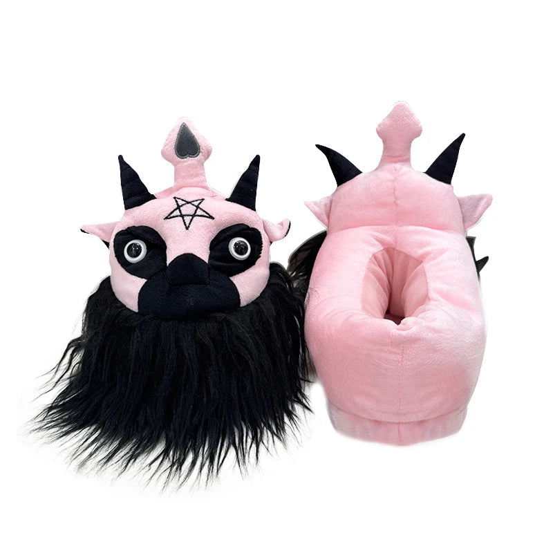 Highland Cow Diablo Series Plush Slippers Horror Fluffy House Shoes Horrific Dark Lord King Slippers Graduation Birthday Gifts