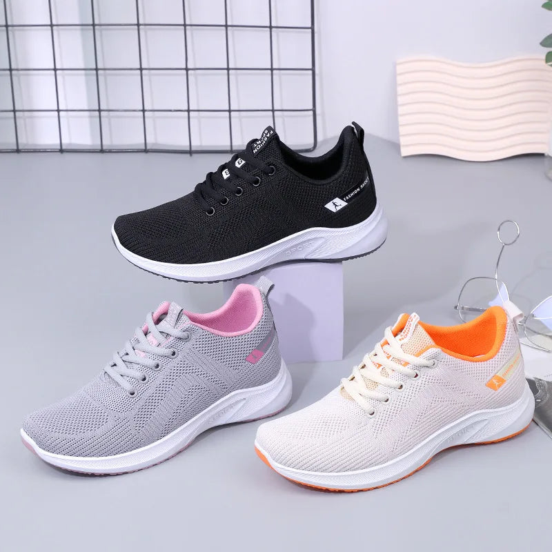 Women's shoes 2024 autumn new sports and leisure running shoes mesh breathable soft sole shoes for women