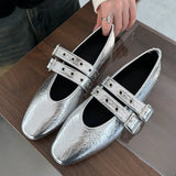 Female Buckle Strap Footwear Ballet Flats Fashion Women Dance Shoes Spring Round Toe Ladies Flats With Lolita Shoes