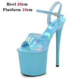 Women Sexy Show Sandals 15 17 20CM High Heels Sexy Platform Laser Color Sandals Girls Shoe for Party Club Striptease Shoes