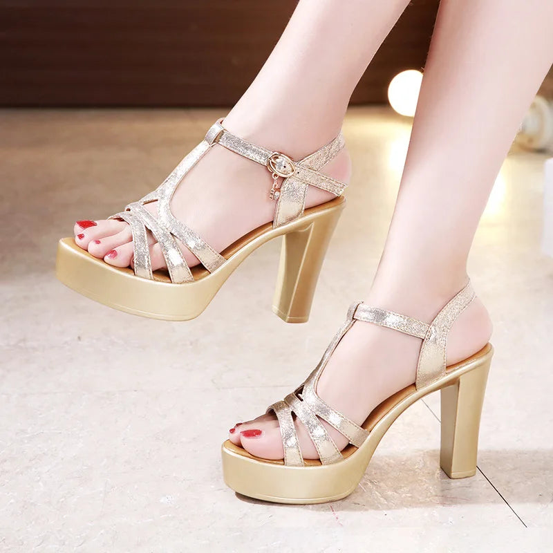 Ladies Shoe for Women's Sandals Summer 2023 Narrow Band Women Heels Platform Sandals Peep Toe Luxury Sandal 32-43
