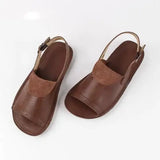 Careaymade-Spring Head layer cowhide shoes,Pure handmade flat Wipe color shoes,Women the retro art mori girl Retro Sandals