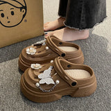 Fashion Beach Garden Shoes DIY Women's Hole Shoes 8cm Sandal Slippers Cartoon Accessories Hole Slippers Shoes for Students Girls