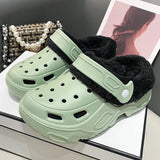 Thick-soled hole shoes winter velvet women's fashion outer wear removable cotton slippers warm and non-slip slippers