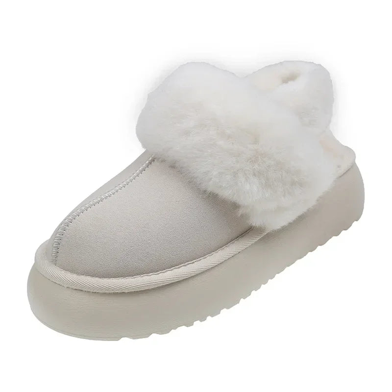 Hairy Slippers Women Wear 2024 New Autumn Winter Korean Version of Muffin Thick Bottom Large Size Bao Head Half Slippers