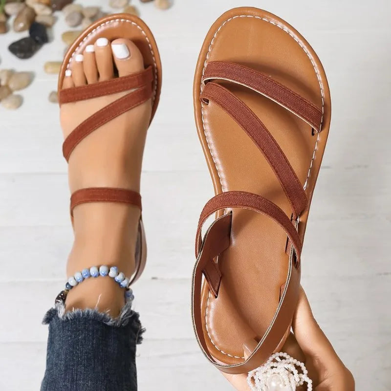 Women Sandals Summer 2024 New Flat Shoes Roman Sandals with Non-slip Rubber Sole Fashion Women Sandals Casual Shoes for Women