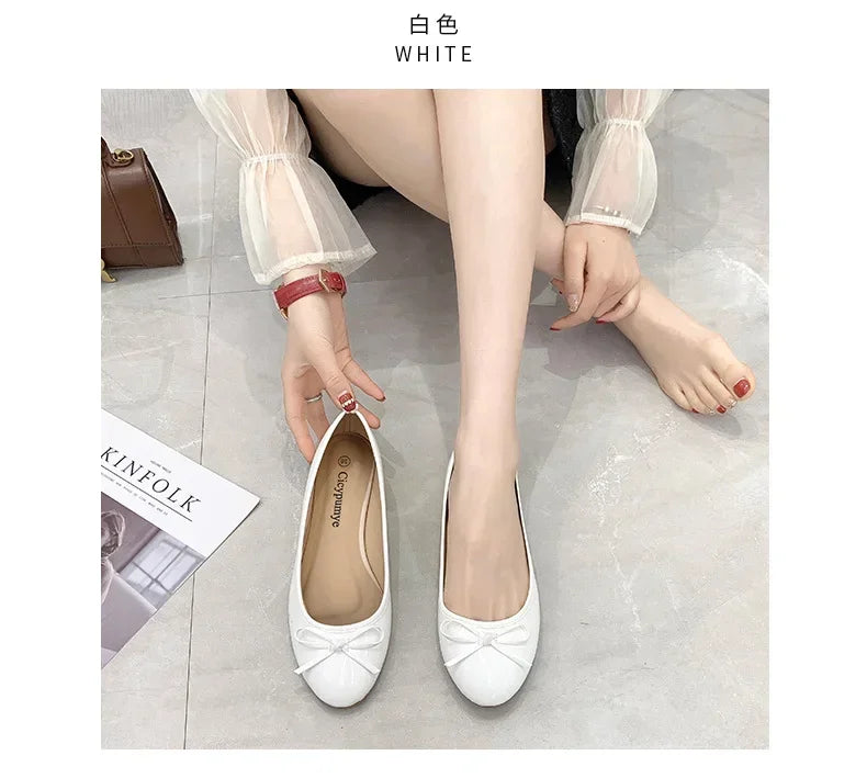 Ballet Flats Shoes Women Classics Casual Loafers Red Patent Leather Lady Fashion Design Bowknot Shoes for Woman's Spring/Autumn