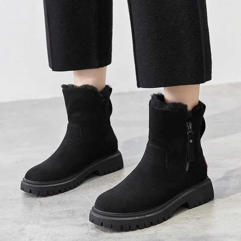 2025 Winter Women's Boots Plush Warm Snow Boots Fashion High Top Cotton Boots for Women Tassel Zipper Ankle Boot Botas De Mujer