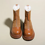 2023 Warm Plush Boots Women Winter Shoes Chelsea Suede Platform Casual Women Ankle Boots Round Toe Fur Goth Botas Feminina Brown