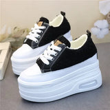 10CM 12CM Genuine Leather Casual Chunky Sneakers Plush Wedge Platform Wedge Winter Fashion Autumn Spring Women Shoes Vulcanize
