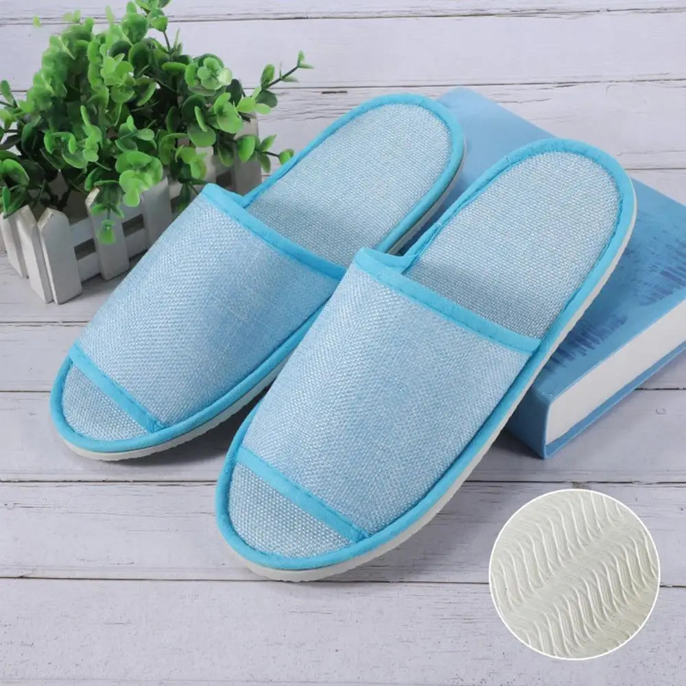 1Pair Travel Spa Hotel Non-slip Slippers Men Women Cotton Linen Flip Flop Shoes Slippers Full/Half Inclusive Guest Slippers Shoe