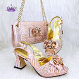 JMF Red Color Elegant lady Fashion Peep Toe Shoes Bride Comfortable Party Ladies Shoes and Bag Set  for women