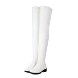 REAVE CAT Autumn Over Knee Boots 3.5cm Heel Round Toe Leather Thigh High Fashion Big Size 45 46 47 48 US17