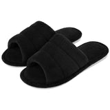 Comwarm Plush House Slippers For Women And Man Open Toe Cozy Cotton Shoes Indoor Outdoor Flat Soft Breathable Non-slip Sandals