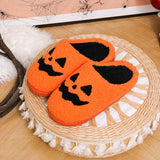 Cozy Halloween Pumpkin Slippers Women Soft Plush Non Slip Indoor Cotton Slides Woman Keep Warm Comfortable Winter House Slippers