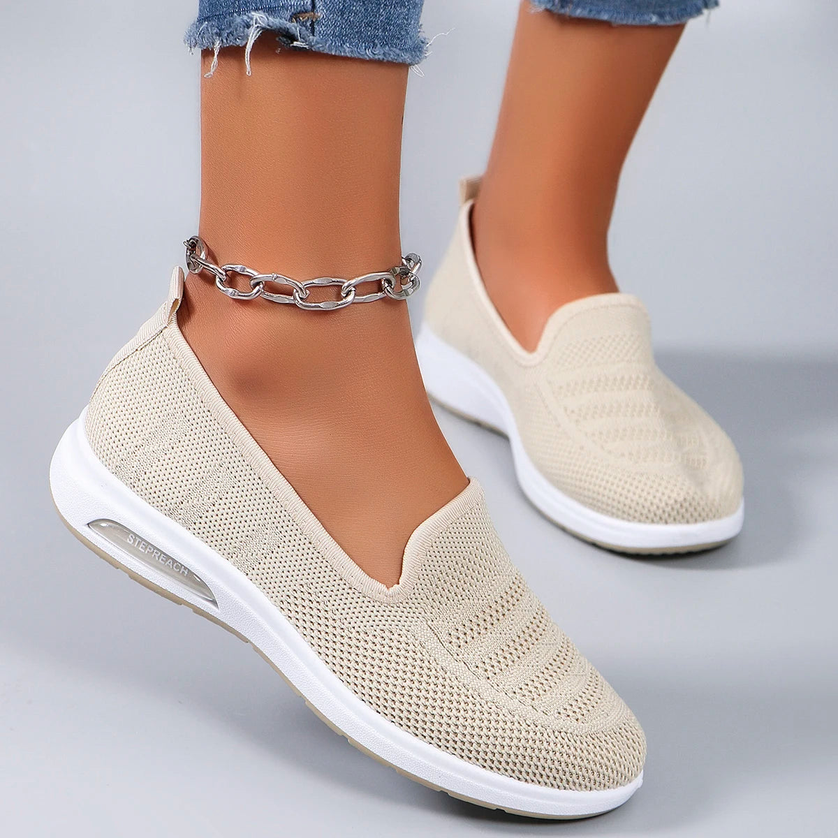 Spring new women's sports shoes, fashionable, breathable, lightweight, non-slip, wear-resistant, casual sports shoes, flat shoes