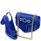 Venus Chan Gold Color Nigeria Fashion Rhinestone-encrusted Ladies Party Shoes And Special Bag High Heels Wedding Handbag