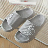 Fashion Summer Women's SLippers Chic Cartoon Kawaii Cat Print Slides Slip-on Bathroom EVA Flat Heel Indoor Cute Shoes