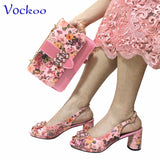 2024 Mature Style High Quality Comfortable Heels Italian Women Shoes and Bag Set with Shinning Crystal in Yellow Color