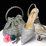 Fashion Summer 2023 Beads Decorated Muffin Bottom Sandals Wear Comfortable And Versatile Elegant Ladies Shoes And Bag Set