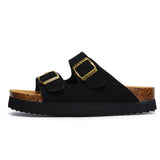 Slippers Woman Double Buckle Casual 4cm Thick Bottom Classic Brand Women Slippers