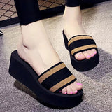 Summer Women's Slippers Fashion Platform Wedge Sandals Outdoor Leisure Flip Flops Travel Beach Slippers High Heel Women Slides