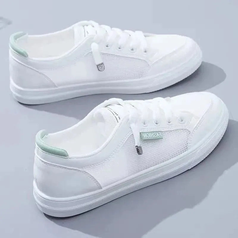 Women Sneakers  Vulcanize Shoes Spring Autumn Breathable Flats Solid Color Mesh Shoes Young Woman Casual White Shoes