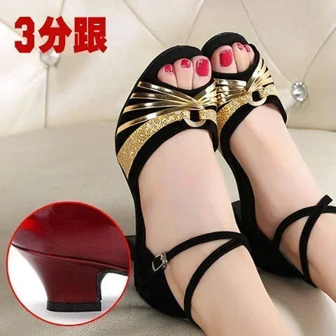 Latin Dance Shoes Women Tango Salsa Ballroom Ladies Wedding Shoes Mid Heel Heel Dance Shoe Jazz Dancing Shoes