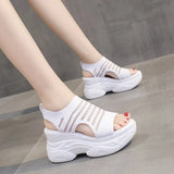 Female Sandal 2023 Summer Comfort Shoes for Women Strappy Heels All-Match Cross-Shoes Clogs Wedge Increasing Height Girls Sports