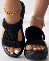 Slippers Women Braided Peep Toe Platform Sandals Summer Gladiator Sandals Shoes Thick Heels Ladies White Sandalias Casual