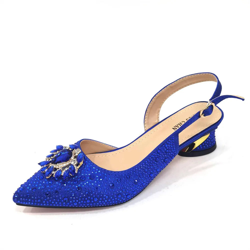 Blue Color Italian Design Party Shoes With Matching Clutch Bag Hot African Wedding With Women Heel Shoes And Bag Set Party