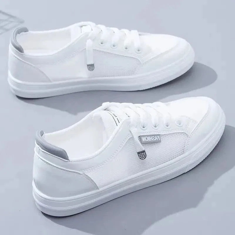 Women Sneakers  Vulcanize Shoes Spring Autumn Breathable Flats Solid Color Mesh Shoes Young Woman Casual White Shoes