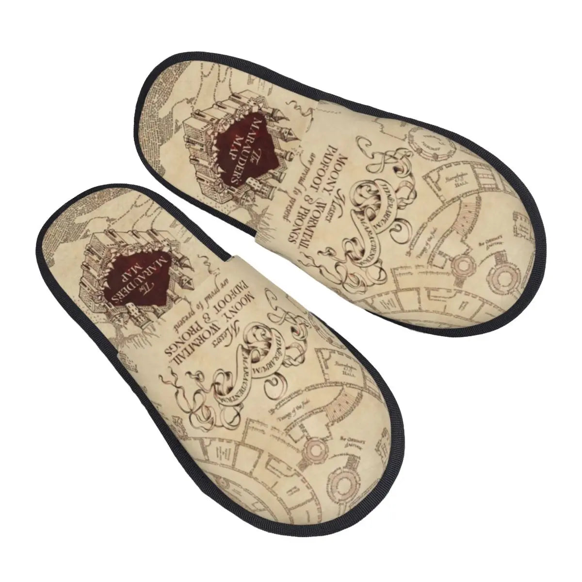 Custom Magic Marauders Map House Slippers Women Comfy Memory Foam Potters Slip On Spa Slipper Shoes