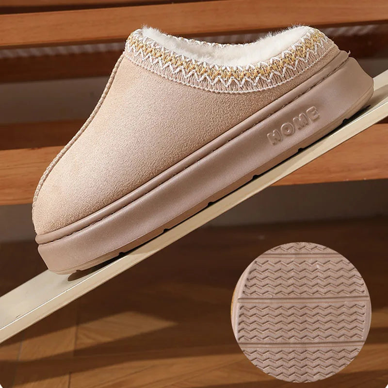 New Fluffy Slippers Women House Flats Fashion Plush Winter Designer Shoes Ladies Home Elegant Casual Footwear Large Size 45