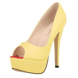 Womens Sexy Pumps Fashion Matte Leather Platform Stilettos 14cm High Heels Open Toe Party Nighclub Wedding Shoes Large Size 44