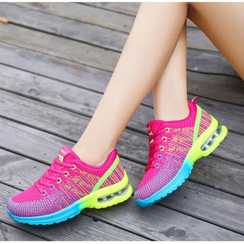 2025 New Casual Sneakers Women Mesh Breathable Tennis Shoes Comfort Air Cushion Running Shoe Ladies Outdoor Women Sport Footwear