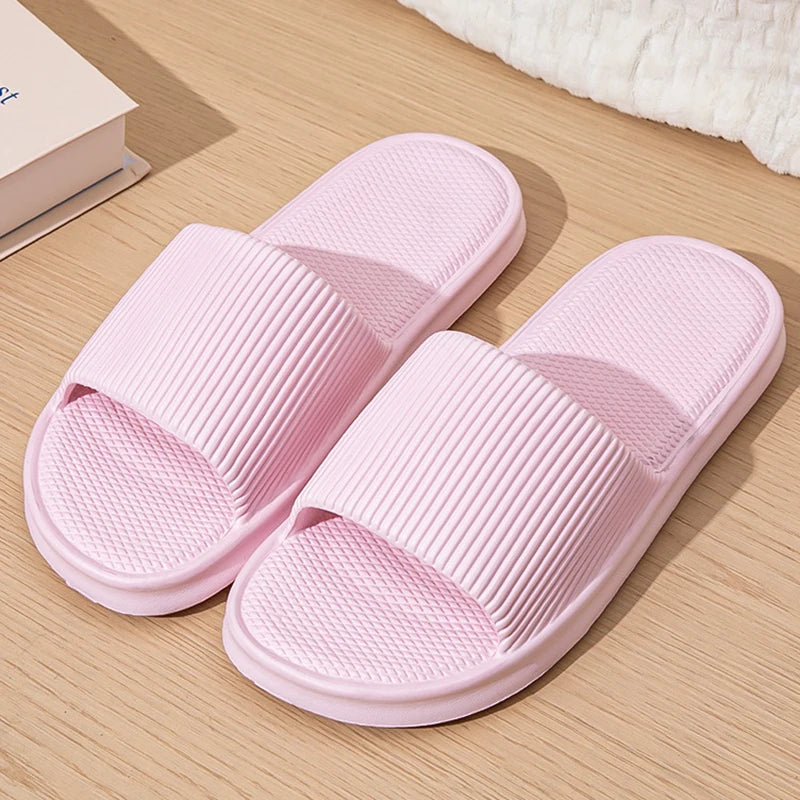 Lightweight Non-Slip Bathroom Home Slippers Women 2024 Summer Soft Eva Platform Slides Shoes Woman Couples Flat Flip Flops Mujer