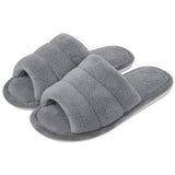 Comwarm Plush House Slippers For Women And Man Open Toe Cozy Cotton Shoes Indoor Outdoor Flat Soft Breathable Non-slip Sandals