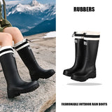 Solid Big Men Women Outdoor Tide Non-slip Waterproof Parent-Child Rain Boots Children Hundred Couple Adjustable Drawstring