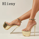 Hlieny Summer Sexy PVC Transparen Open Peep Toe Platform High Heels Buckle Strap Sandals Women's Nightclub Pole Dance Shoes