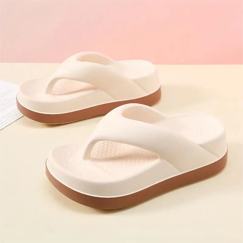 Women Fashion Flip Flops Thick Sole Wedge Heels Sandals Girls Outdoor Slides Non-Slip Homes Slippers