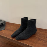 Street Style Square Toe Wool Women Ankle Boot Elegant Low Heel Shoes 2025 Spring Autumn Ladies Short Booties