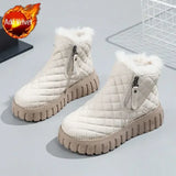 Woman Shoes Round Toe Elegant With Medium Heels Platform Snow Boots for Women Chunky Demi-season Anti Slip New In Spring Autumn