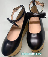 2023 new hard soled wood grain thick soled high-heeled rivets Lolita Lolita rocking horse shoes women