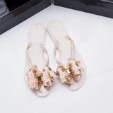 Mini Melissa Outdoor Women's Jelly Slides Sweety Girls Wide Buckle Slippers Adult Ladies Non-slip Flat Beach Vacation Shoes