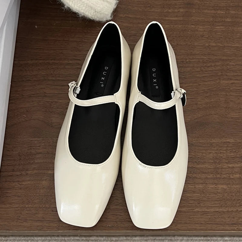 2025 Women Mary Jane Shoes Sandals Fashion Buckle Strap Female Footwear Slides Square Toe Soft Sole Ladies Lolita Shoes