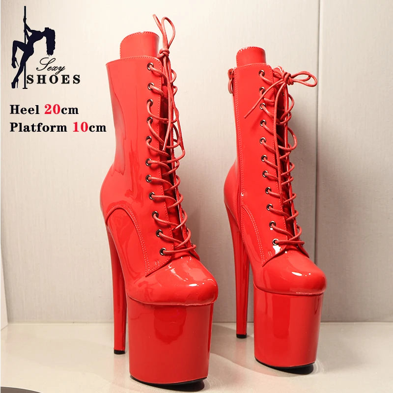 Fast Shipping NEW Black 8 Inch High Platform Stripper Heels Pole Dancing Ankle Boots Sexy Knight Female High Heels Ladies Shoes