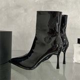 Eilyken Fashion Soft Leather Low Heel Zippers Women Ankle Boots Pointed Toe Spring Autumn Outdoor Short Ladies Shoes